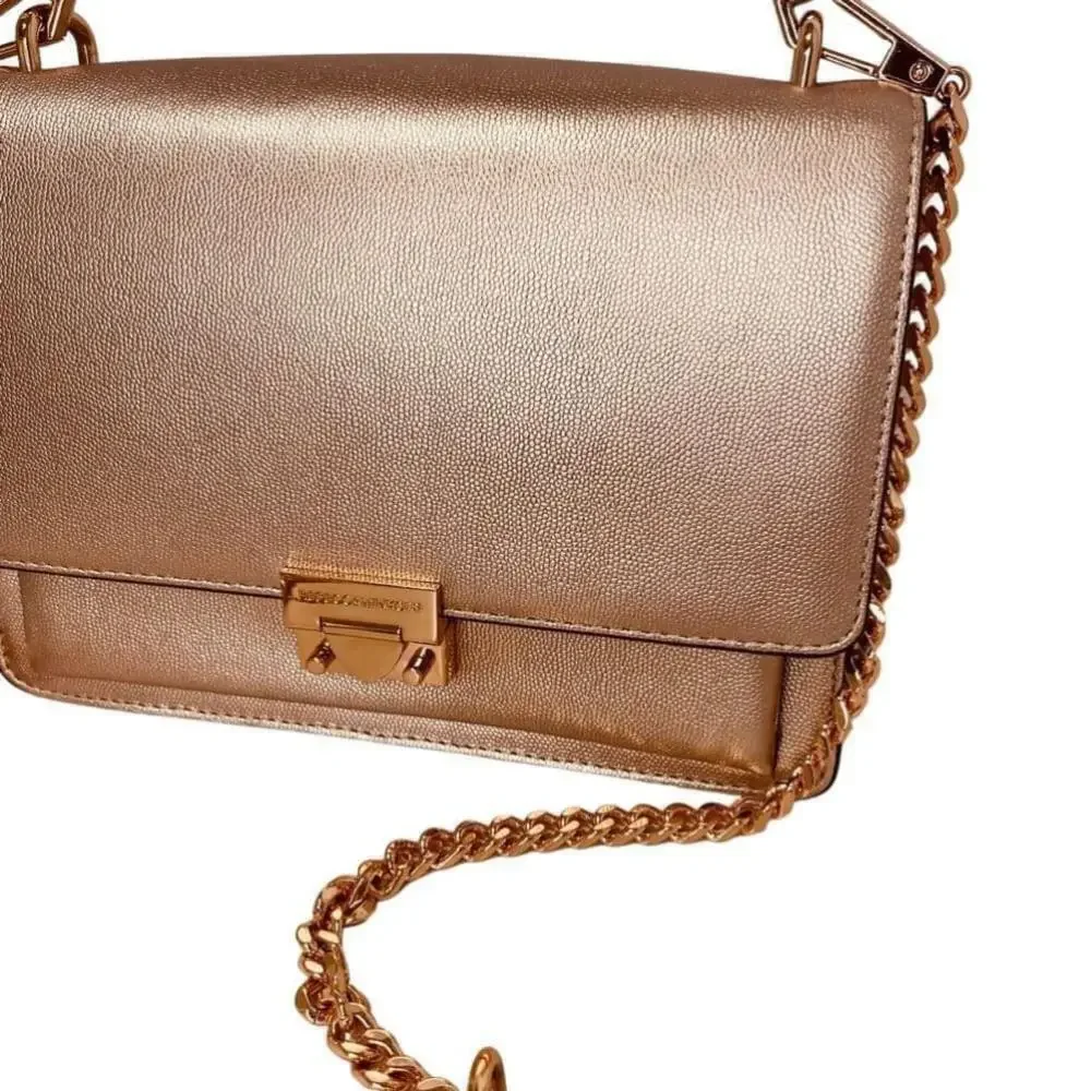 Rebecca Minkoff ‘christy’ Metallic Leather Shoulder Bag in rose gold